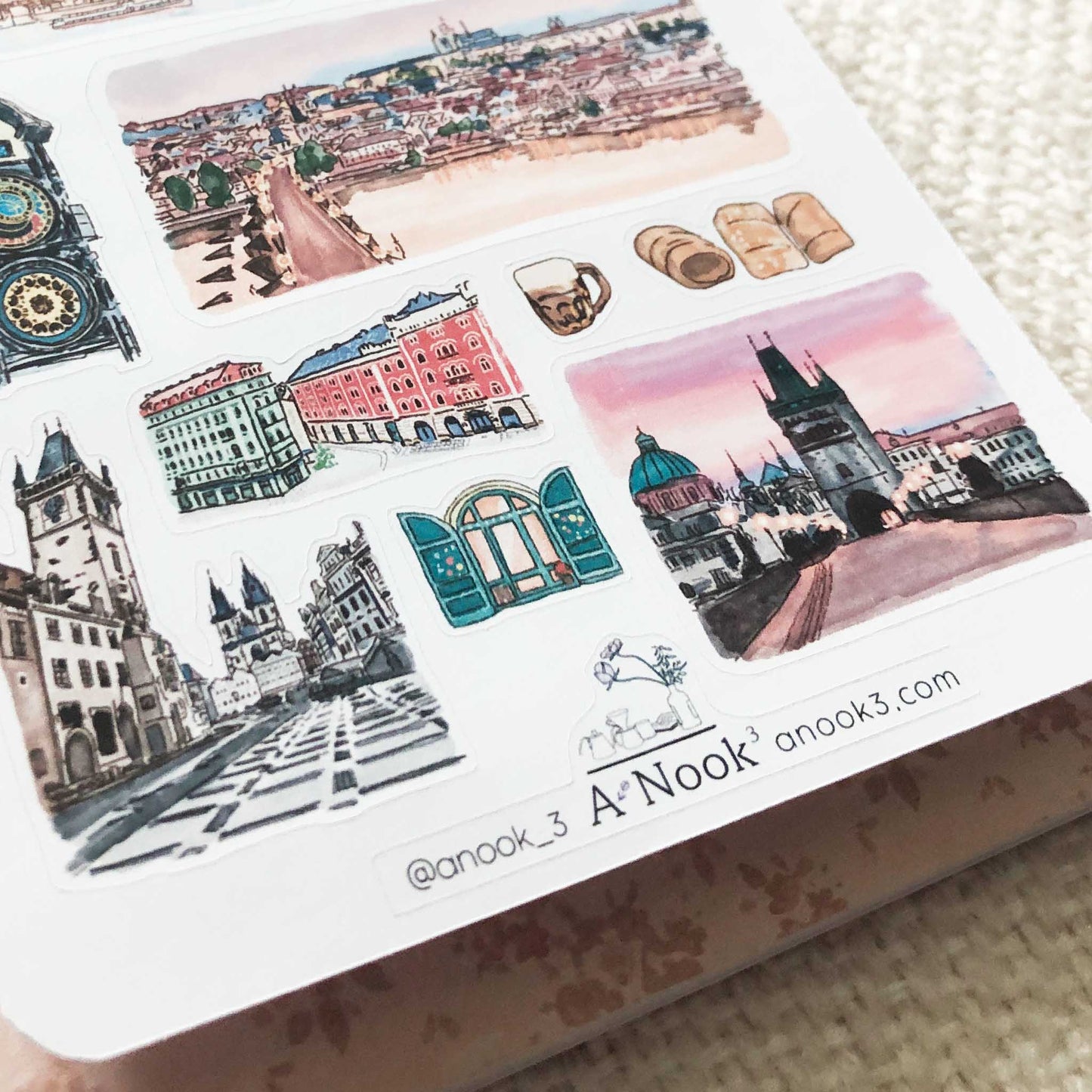 Prague travel scrapbook stickers