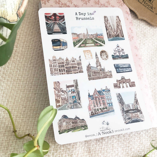 Brussels' historical sites, attractions and streets are beautifully illustrated on our A Day in Brussels sticker sheet and it will make your trip to Brussels more personal and memorable.  It will also be a perfect gift for your loved ones who love this beautiful city.