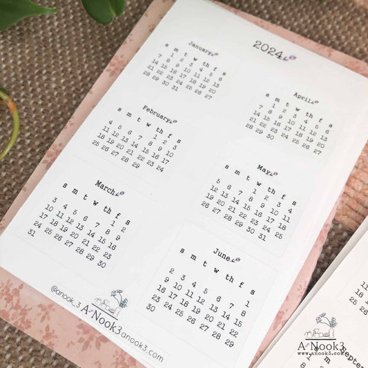 2024 Mini Calendar Sheet