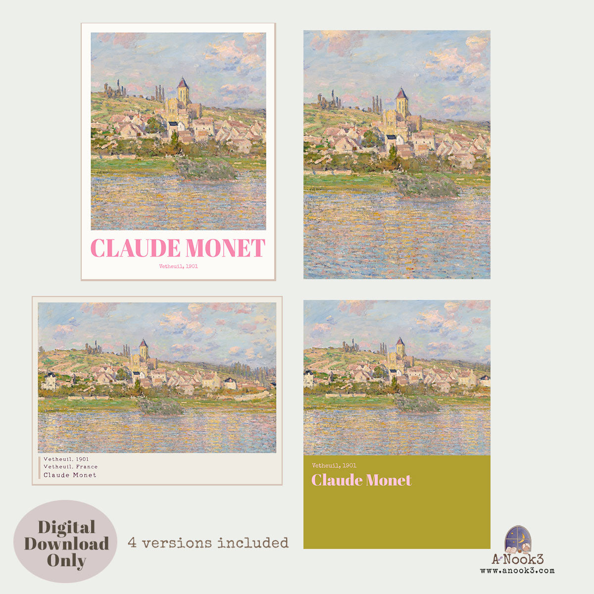 Claude Monet Banks of the Seine Wall Art Set of 2