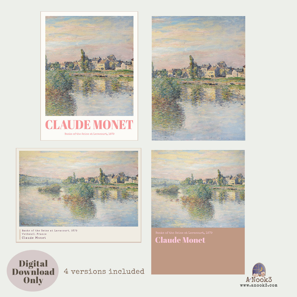 Claude Monet Banks of the Seine Wall Art Set of 2