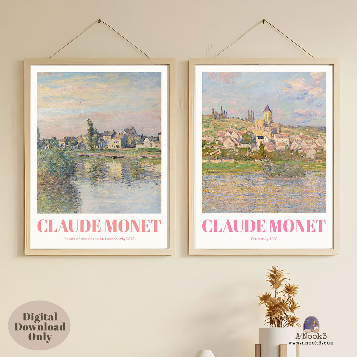 Claude Monet Banks of the Seine Wall Art Set of 2