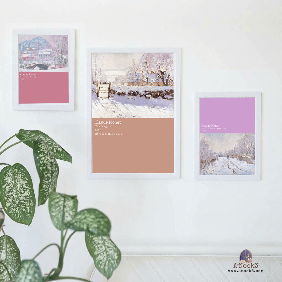 Claude Monet Winter Paintings Wall Art Set of 3