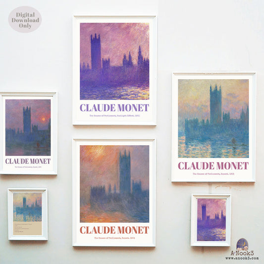 Claude Monet The Houses of Parliament Wall Art Set of 4