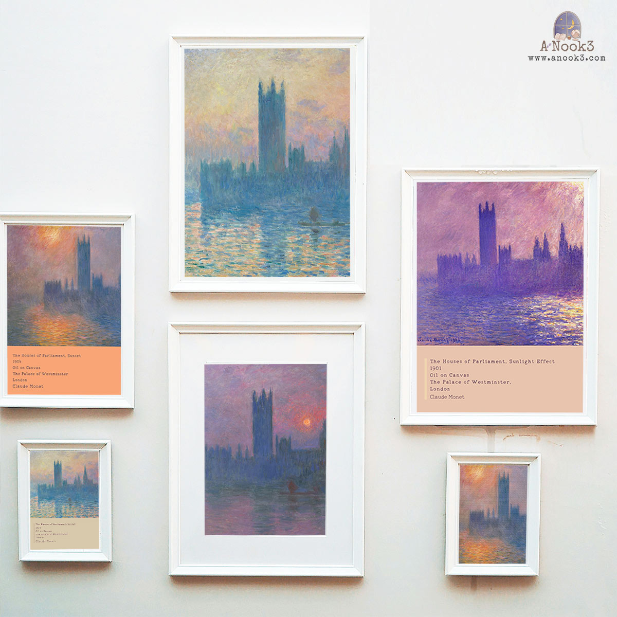 Claude Monet The Houses of Parliament Wall Art Set of 4