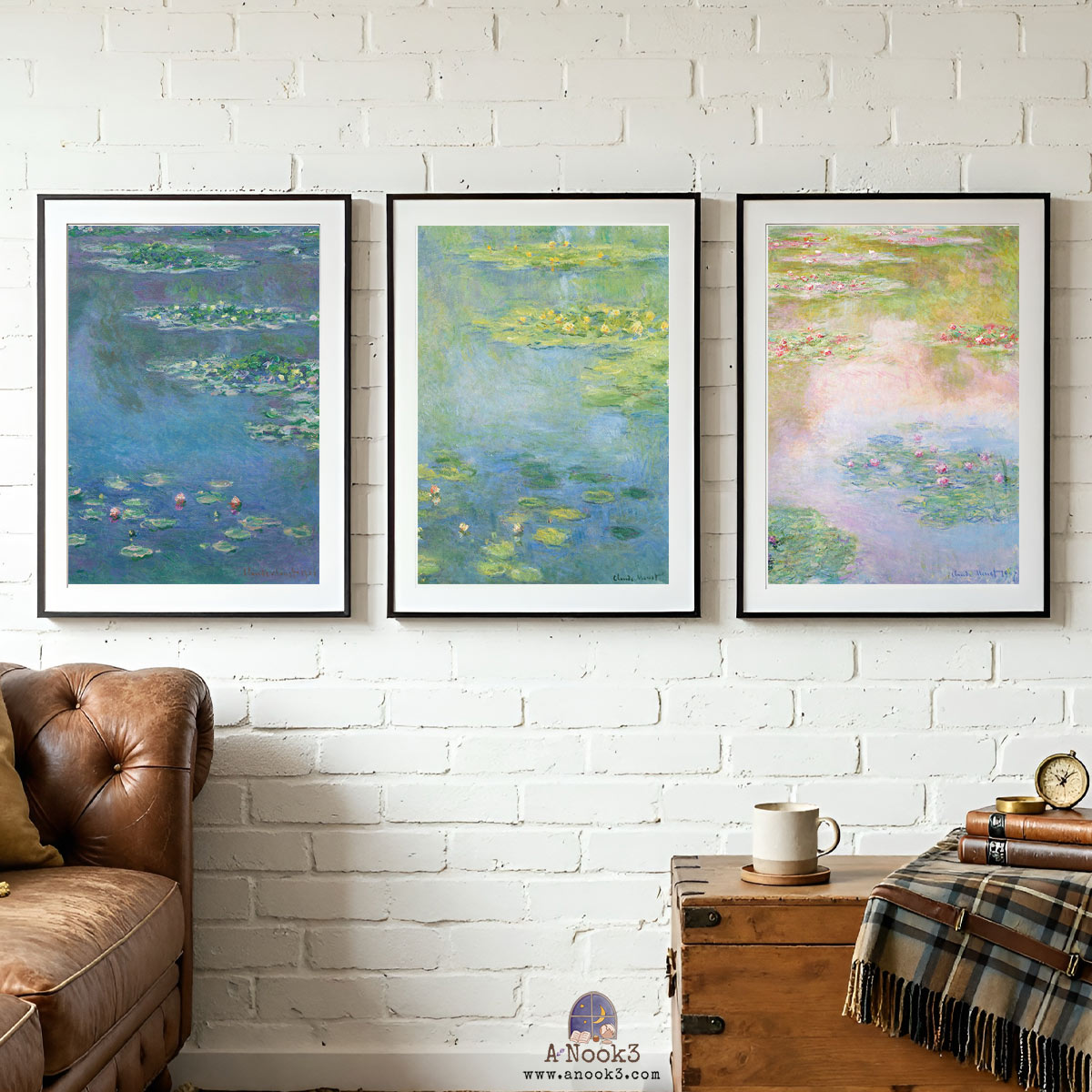 Claude Monet Water Lilies Wall Art Set of 3