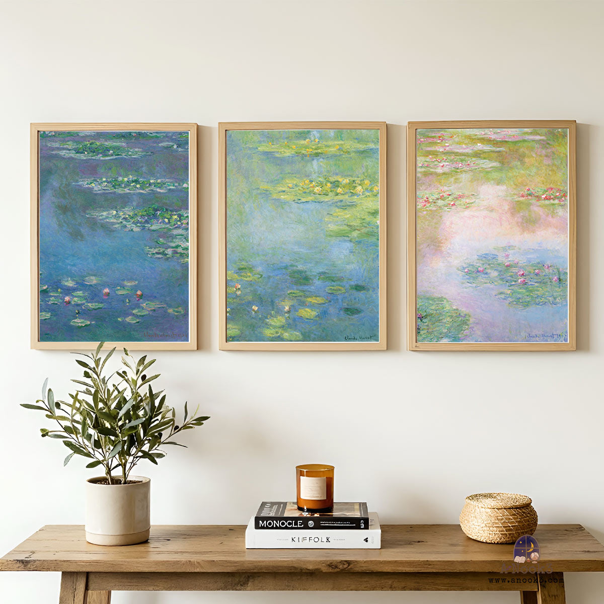Claude Monet Water Lilies Wall Art Set of 3