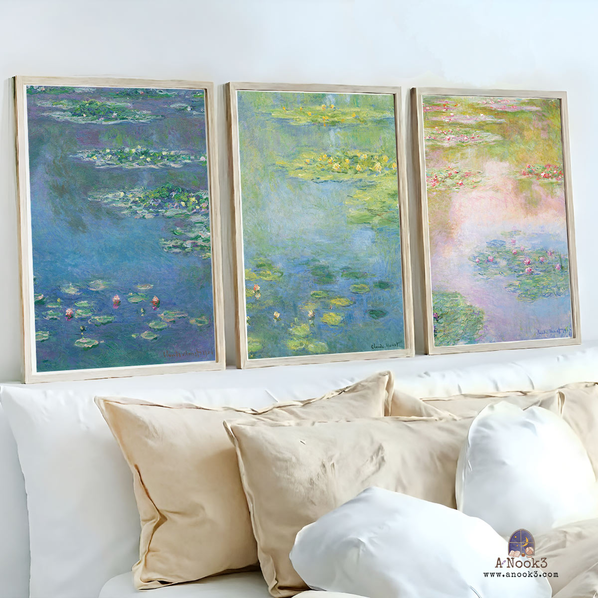 Claude Monet Water Lilies Wall Art Set of 3