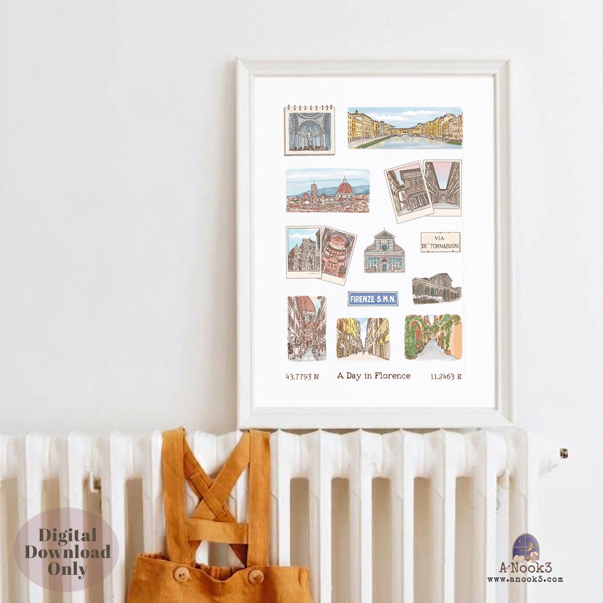 A Day in Florence Travel Poster | Printable Florence Wall Art