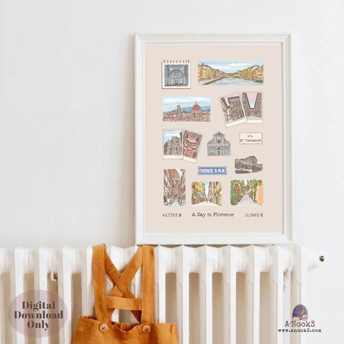 A Day in Florence Travel Poster | Printable Florence Wall Art