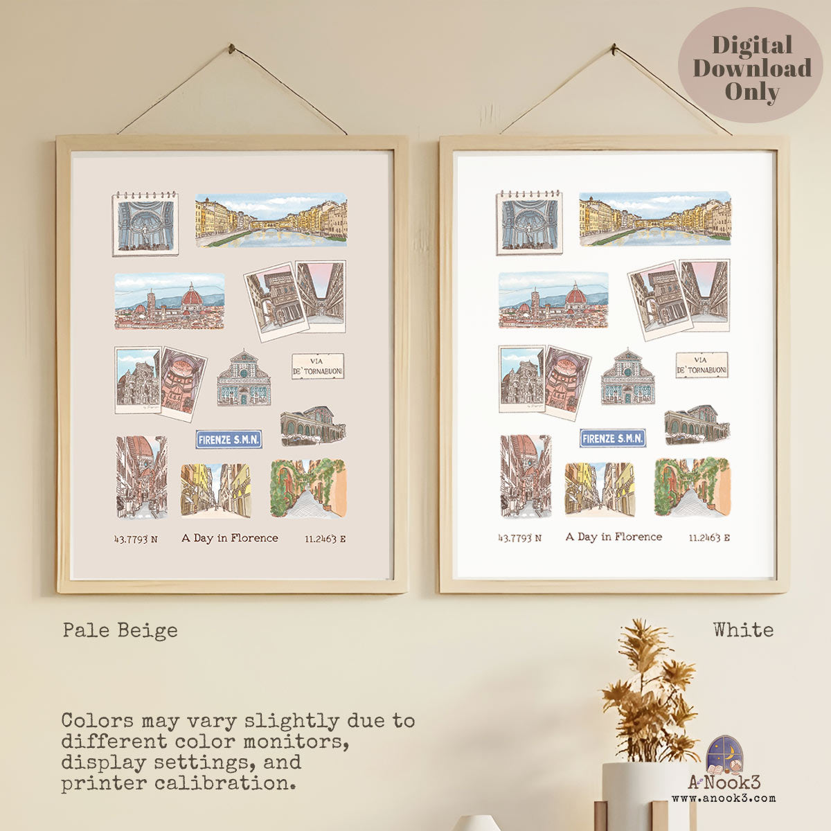 A Day in Florence Travel Poster | Printable Florence Wall Art