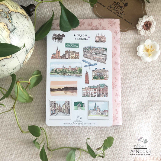 Our A Day in Krakow sticker sheet showcases the captivating beauty and rich history of this Polish gem, allowing you to bring the essence of Krakow to your journaling experience. Celebrate your journey and treasure the memories of Krakow with our Krakow sticker sheet for Travel Journal.