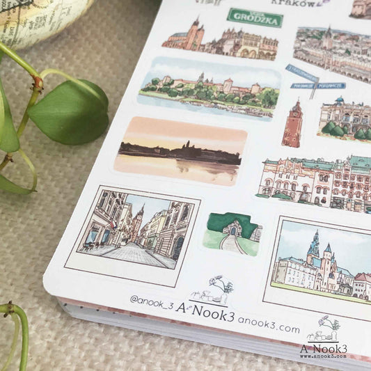 Our A Day in Krakow sticker sheet showcases the captivating beauty and rich history of this Polish gem, allowing you to bring the essence of Krakow to your journaling experience. Celebrate your journey and treasure the memories of Krakow with our Krakow sticker sheet for Travel Journal.