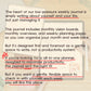 A promotional text graphic for a low-pressure weekly journal, featuring a laptop displaying a planner page and a notebook on a desk background. The text explains the journal's flexible, non-productivity writing style.