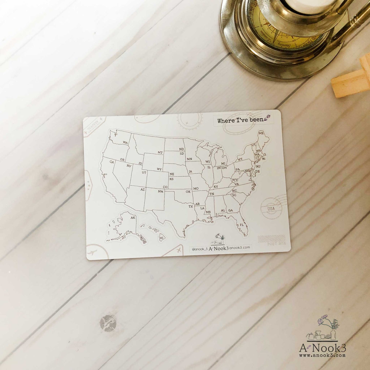 USA Map Sticker : Traveler's notebook Passport & B6