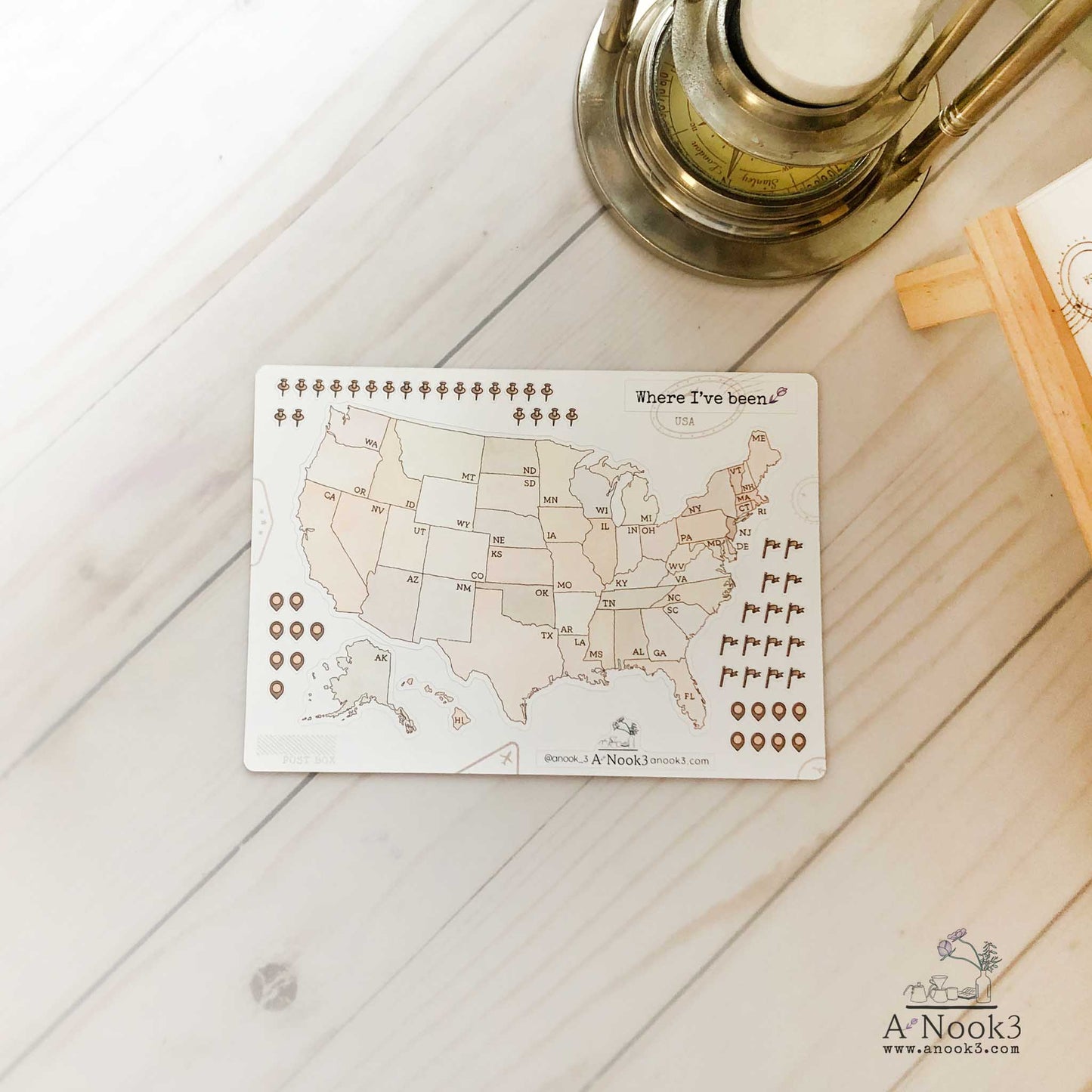 USA Map Sticker : Traveler's notebook Passport & B6