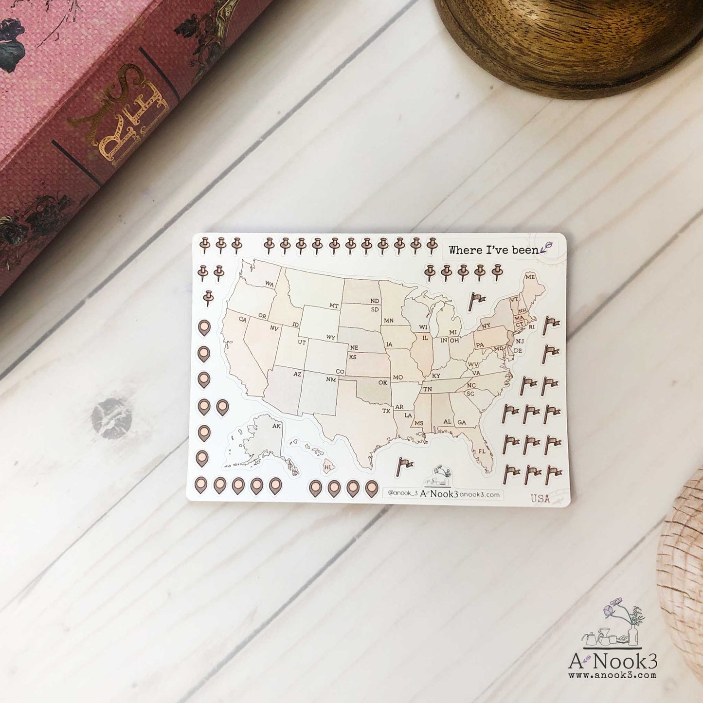 USA Map Sticker : Traveler's notebook Passport & B6