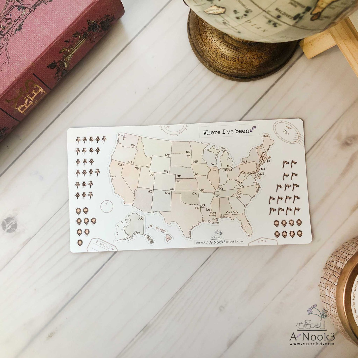 USA Map Sticker : Traveler's notebook Standard & A5