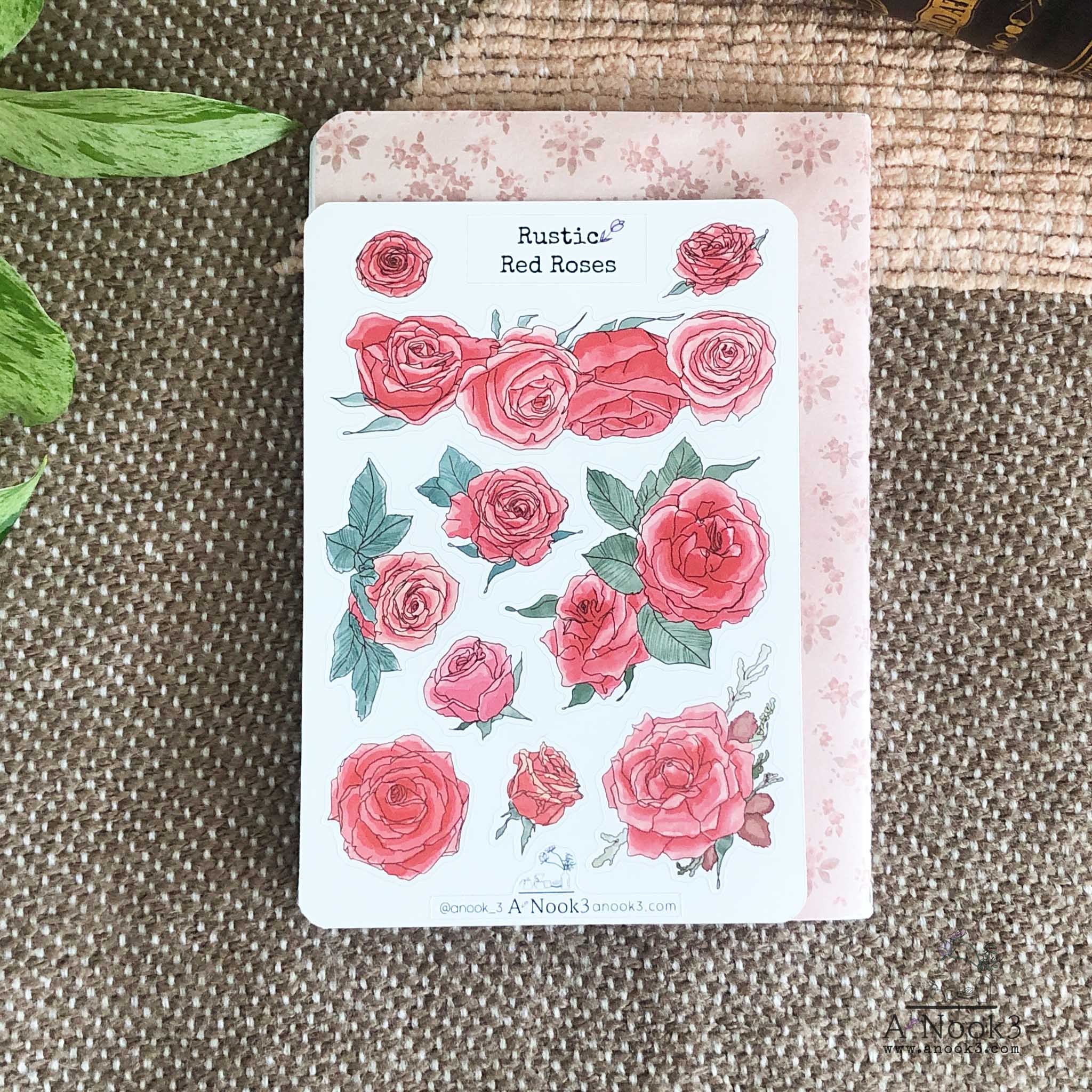 Rustic Red Roses Stickers for Art Journal – ANOOK3