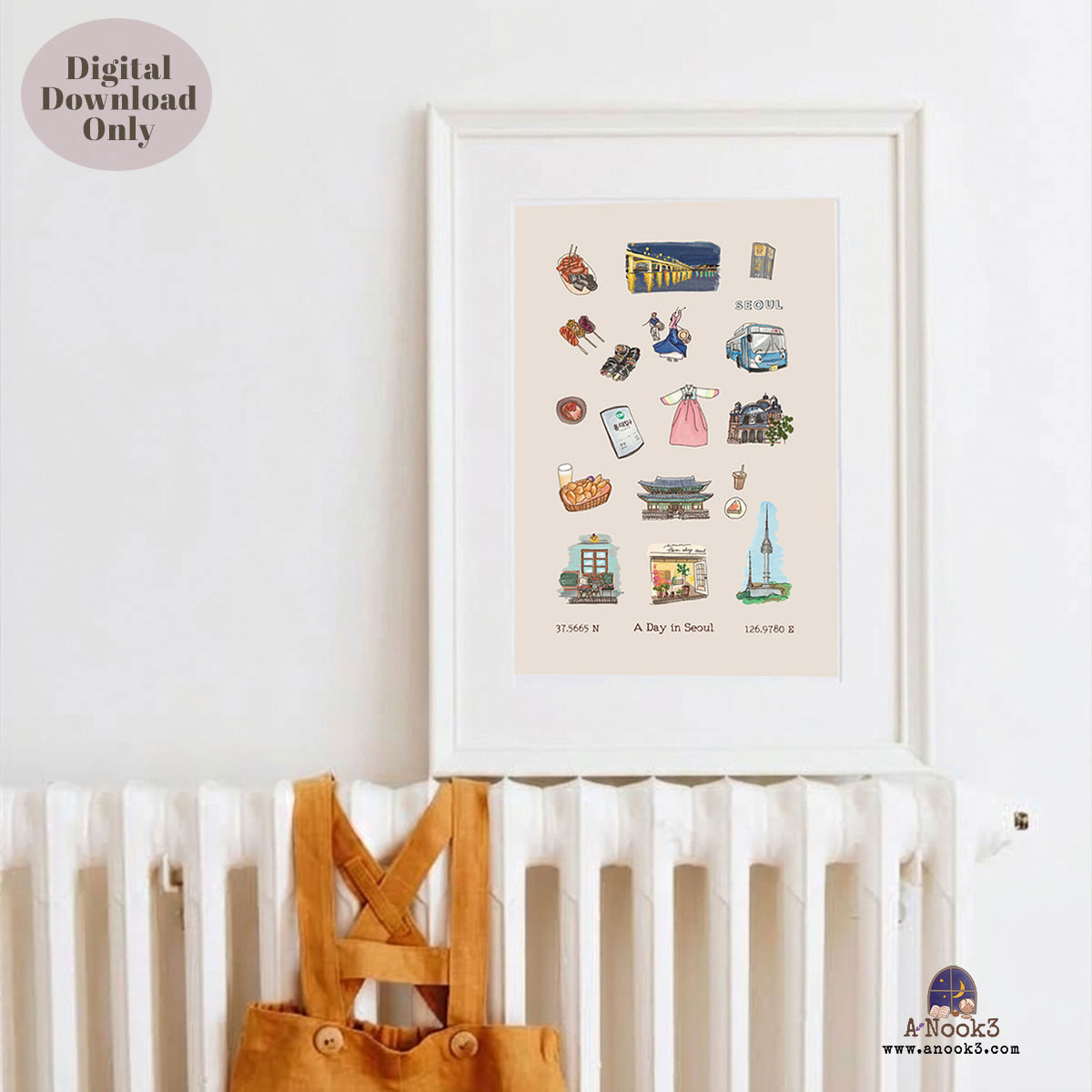 A Day in Seoul Travel Poster | Printable Seoul Wall Art