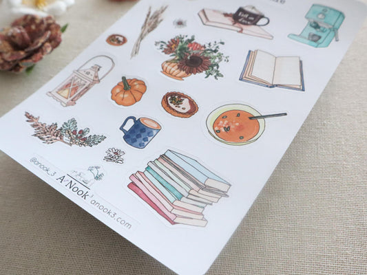 Fall coffee shop stickers for planners