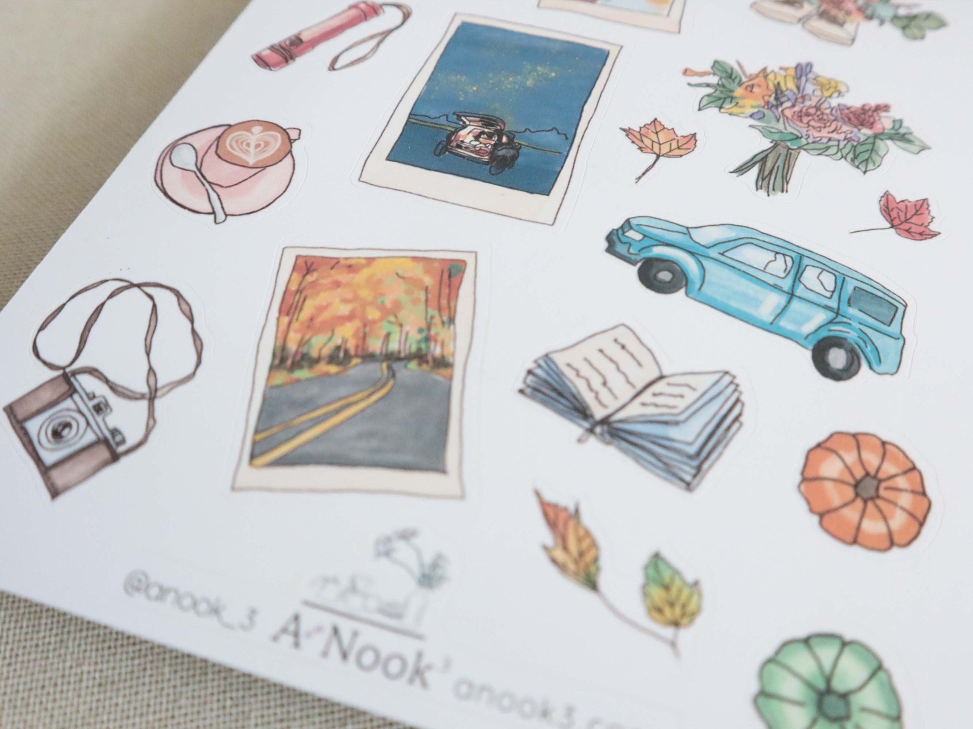 Fall Road trip stickers for travel journal