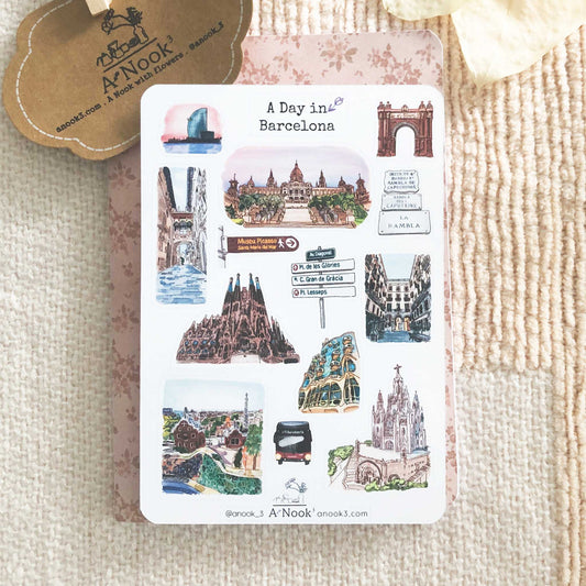 barelona travel stickers for journal