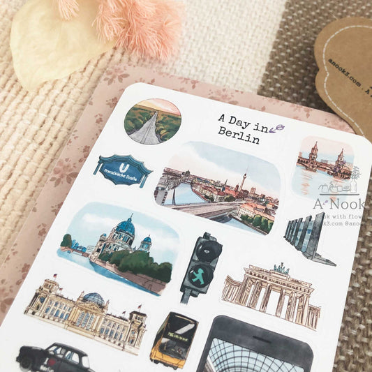 Journal your Berlin memories with our Berlin stickers.  This sticker sheet will make your travel more personal, memorable and special.  It will also make a perfect gift for your loved ones who love this beautiful city.