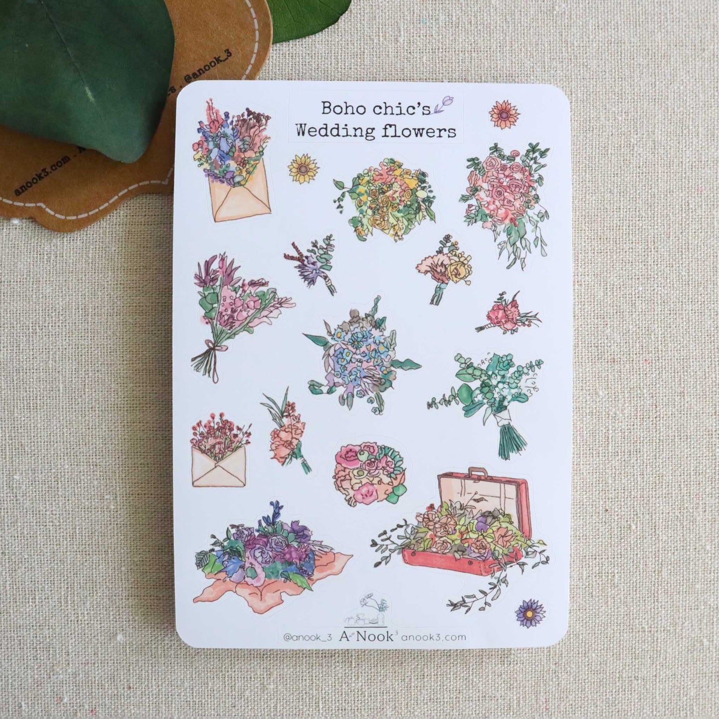 boho flowers stickers for bullet journal