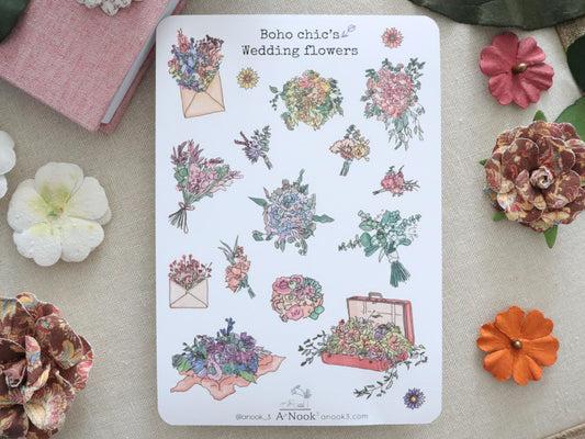 boho flower stickers for scrapbook