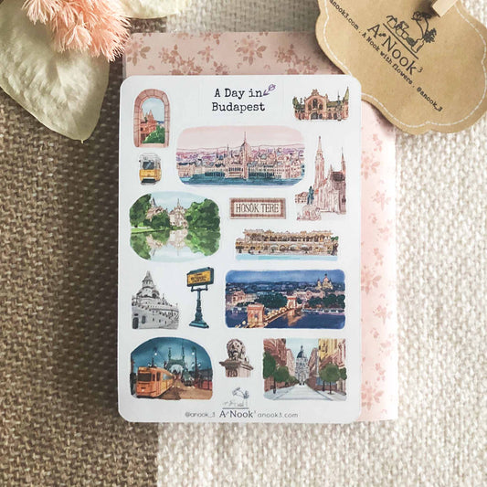 Budapest's attractions are beautifully illustrated on our Budapest travel sticker sheet and they will be an exciting addition to your travel journal!  It will also make a perfect gift for your loved ones who love this beautiful city.