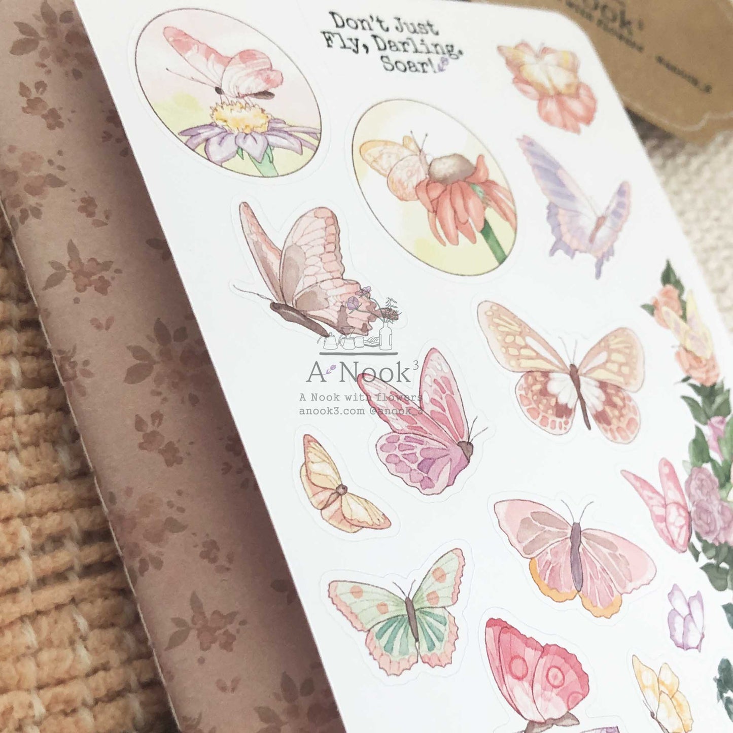 Our Butterflies sticker sheet filled with bright and soft colors is refreshing and calming to look at and perfect for those who love butterflies, flowers & nature. It will be a feel-good touch to your aesthetic bullet journal or scrapbook.