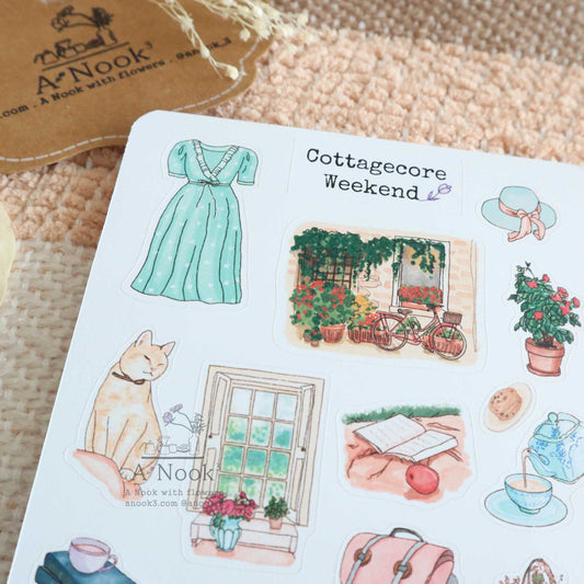 Cottagecore style stickers for scrapbook
