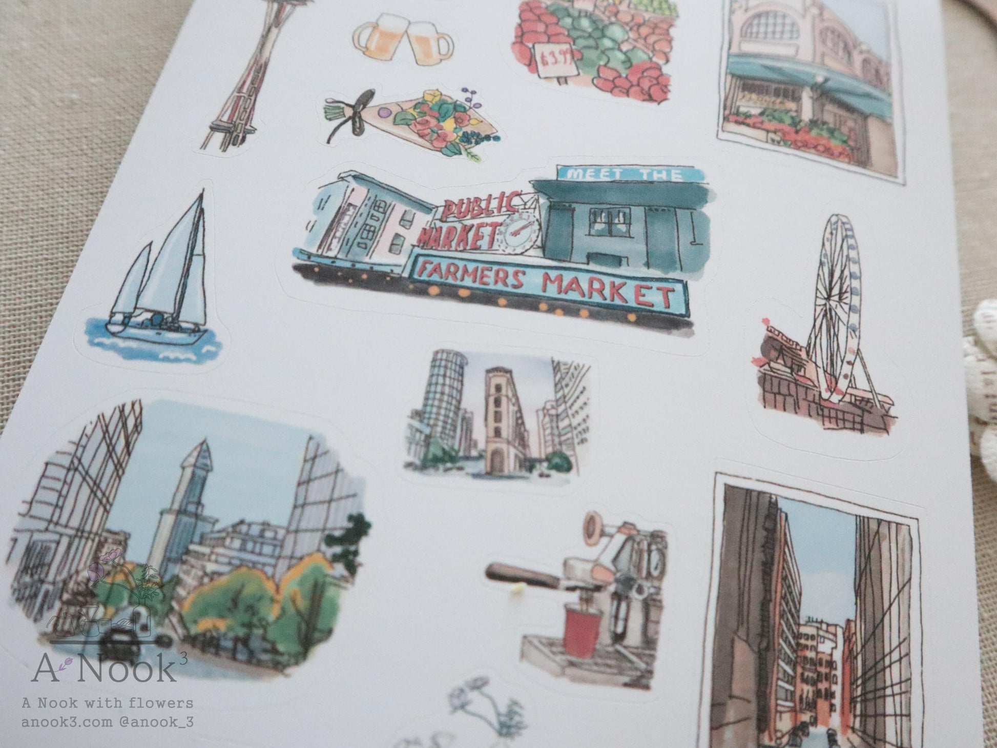 seattle stickers for travel journal