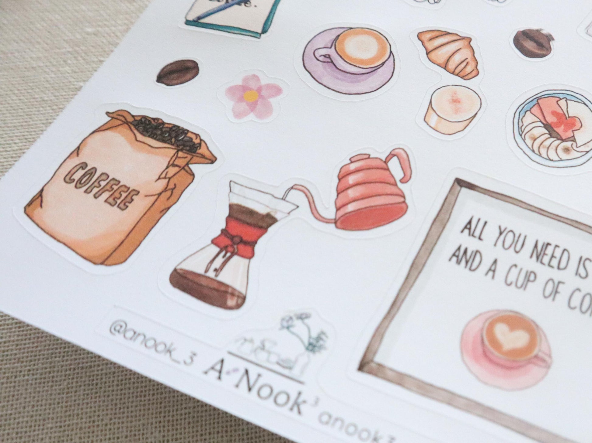 Coffee stickers for bullet journal