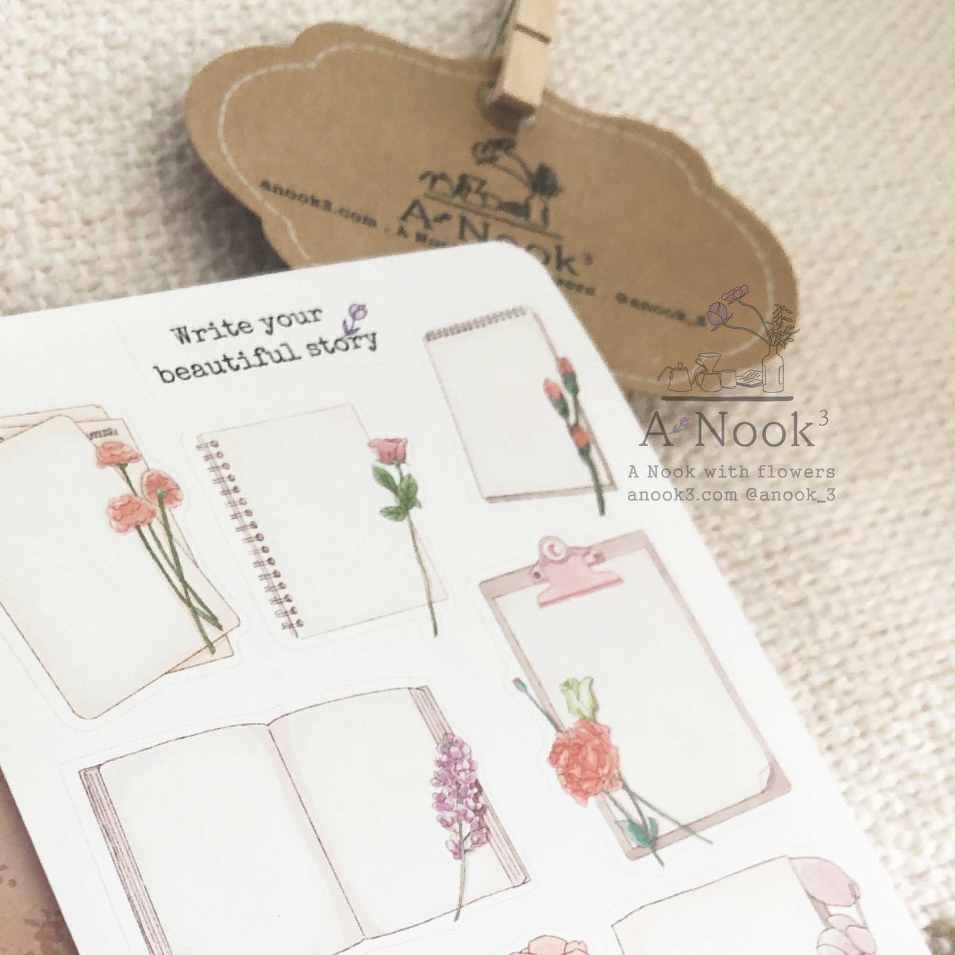 Our Journal with flowers sticker sheet filled with bright and soft colors is refreshing and calming to look at and will be a warm touch to your aesthetic bullet journal or scrapbook.