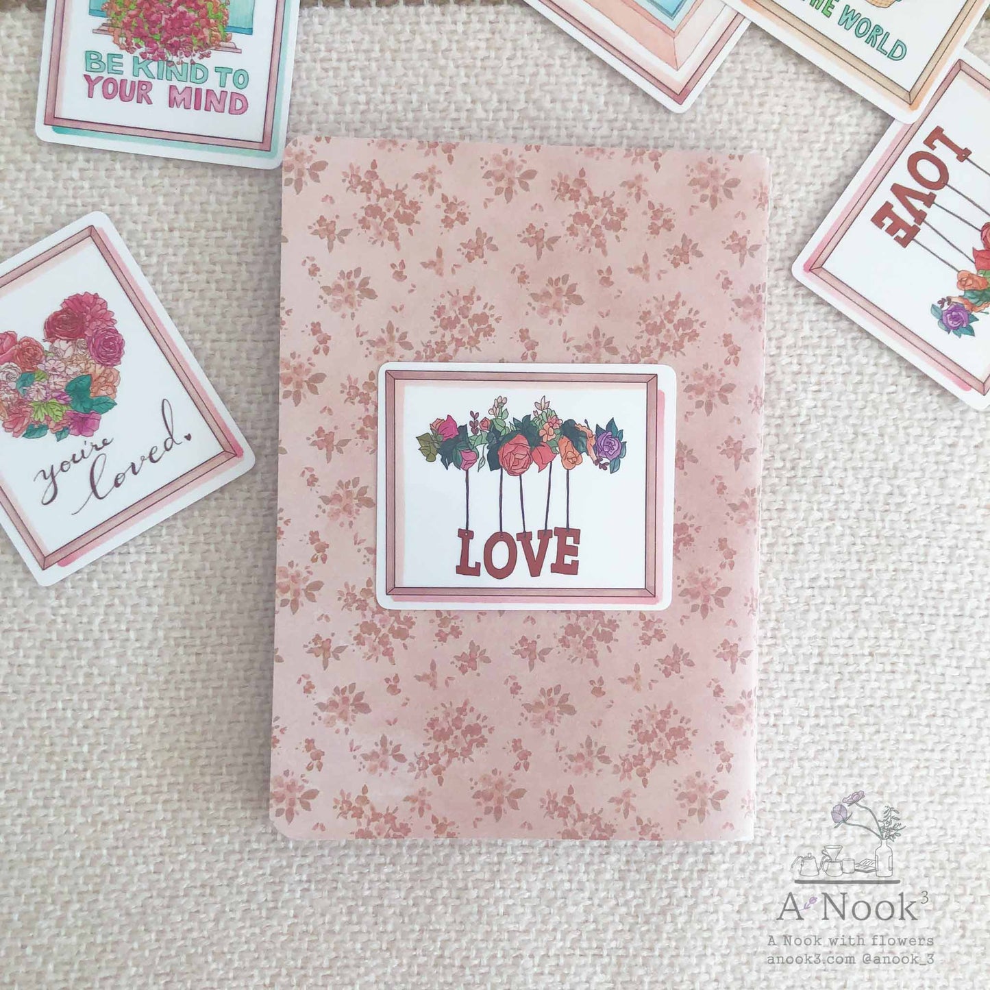 Our You are loved & LOVE die-cut weatherproof stickers are hand drawn in watercolor and will be a lovely touch to your laptop, phone case, suitcase, mirror, planners, bullet Journal or notebook