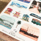 Miami, Florida. Beautiful sunlight, sun-kissed beaches and streets are calling you. If you've already been to this gorgeous city, revisit your Miami memory. If not yet but yes in the future, manifest and plan your trip there. Our Miami sticker sheet will be a fun, exciting and warm addition to your journal or scrapbook. It will also be a perfect gift for your loved ones who love sun, beaches, surfing and everything else beautiful this city can offer.
