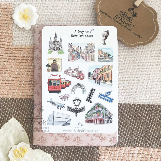 Journal your beautiful memories with New Orleans with our stickers! This sticker sheet will make your travel more personal, memorable and special.