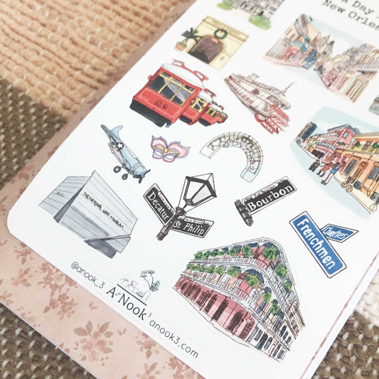 Journal your beautiful memories with New Orleans with our stickers! This sticker sheet will make your travel more personal, memorable and special.