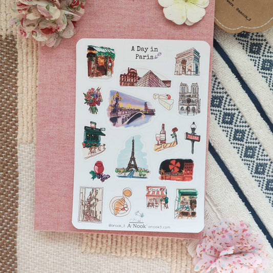 Paris stickers for travel scrapbook