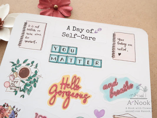 self-care stickers for planners