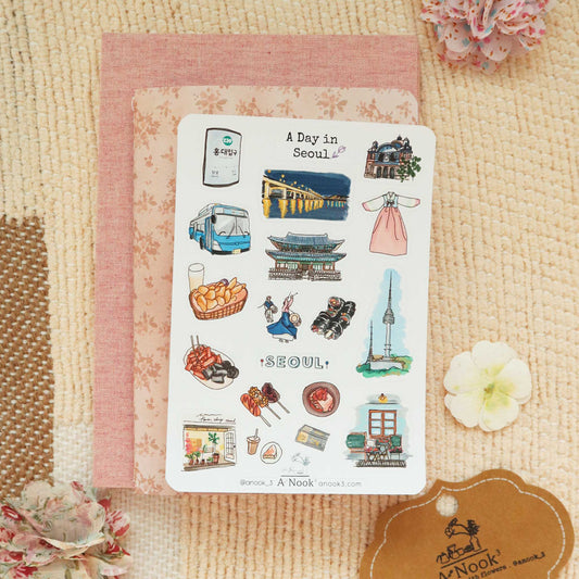 Seoul travel stickers for travel scrapbook