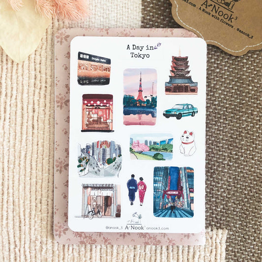 Tokyo's attractions and streets are beautifully illustrated on our travel sticker sheet and it will make your travel journal more real, personal, and exciting. It will also make a perfect gift for your loved ones who love nature, adventures and road trips.