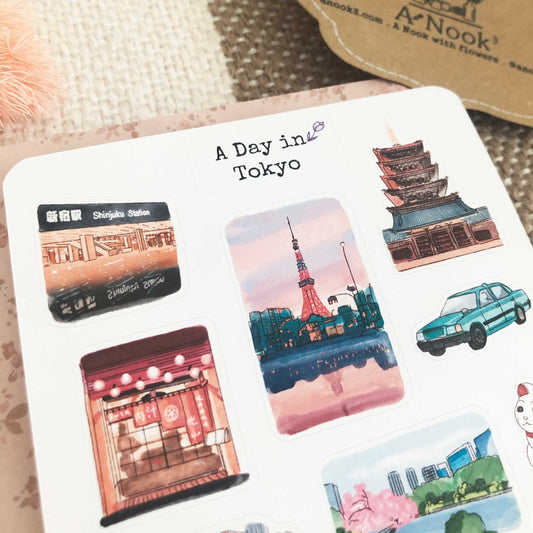 Tokyo's attractions and streets are beautifully illustrated on our travel sticker sheet and it will make your travel journal more real, personal, and exciting. It will also make a perfect gift for your loved ones who love nature, adventures and road trips.