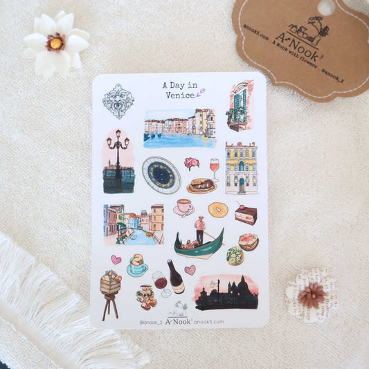 Venice travel stickers for travel scrapbook