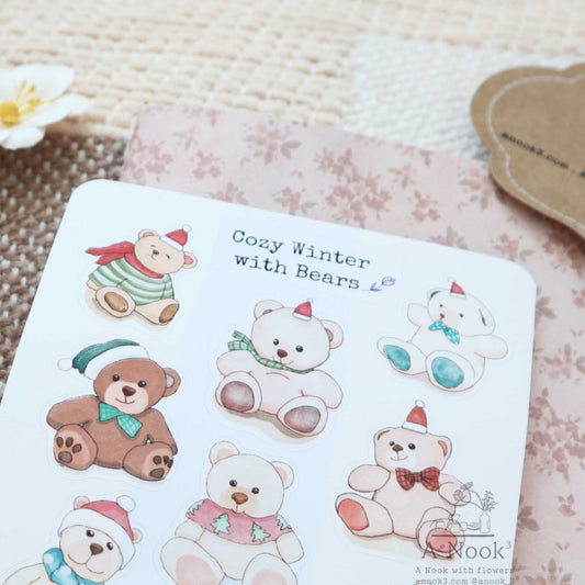 winter teddy bear stickers