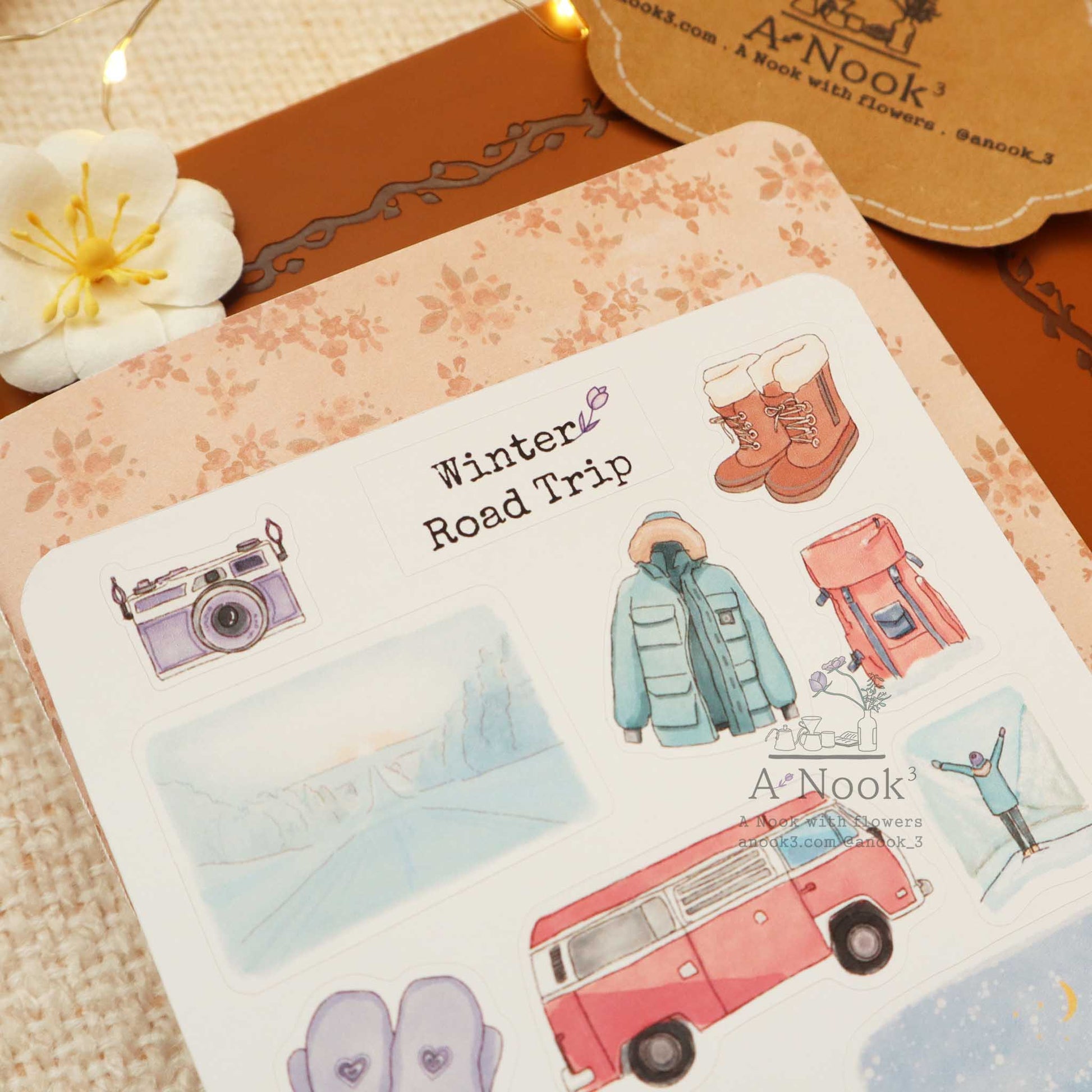 winter road trip stickers for scrapbook